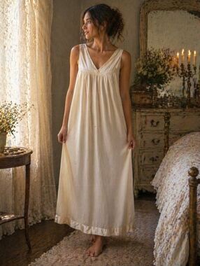 Vintage Vanity Fair Cream Slip Dress Nightgown Loungewear Romantic Feminine S